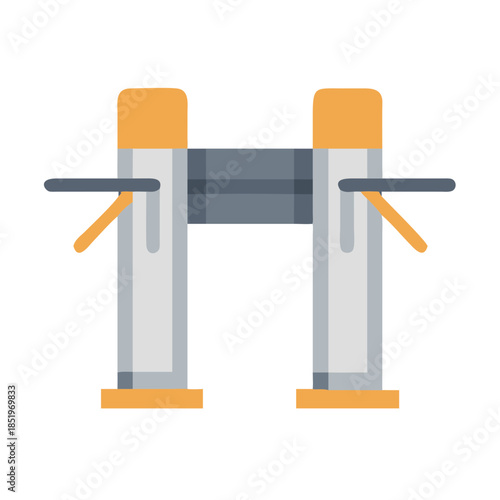 Flat vector turnstile illustration for security and access control