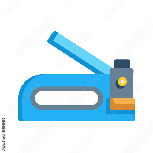 Blue staple gun on black background minimal illustration style