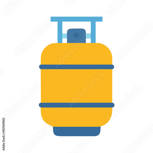Isolated illustration of a yellow propane gas cylinder tank