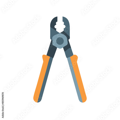 Flat design wire cutters with orange handles isolated