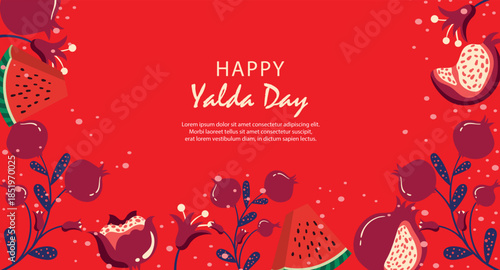 Red floral Christmas background with snowflakes for holiday greeting card design