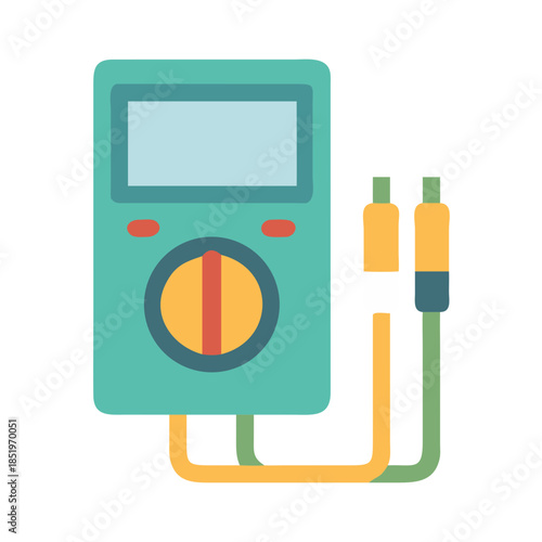 Simple digital multimeter illustration on black background, circuit tester