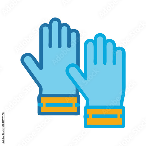 Stylized illustration of protective gloves for cleaning or medical use