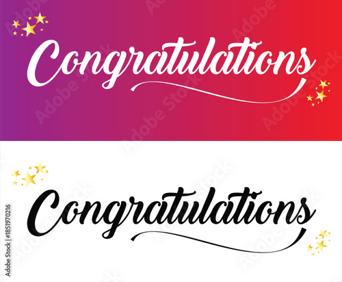Congratulations Calligraphy, Typography with stars
