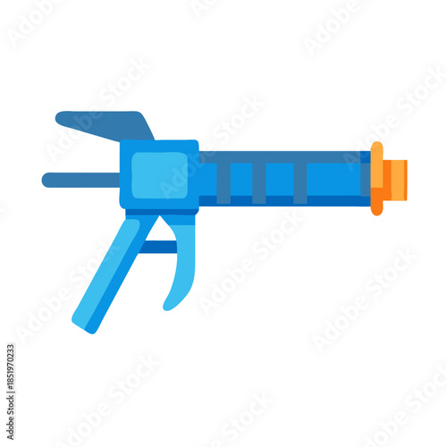 Blue Caulking Gun Isolated on Black Background Graphic Design