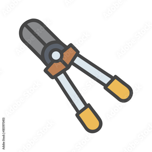 Stylized garden shears illustration against a solid black background