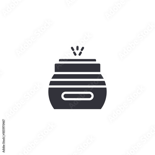 Minimal humidifier icon representing quiet operation, compact design, personal space moisture balance, and modern indoor air solution.