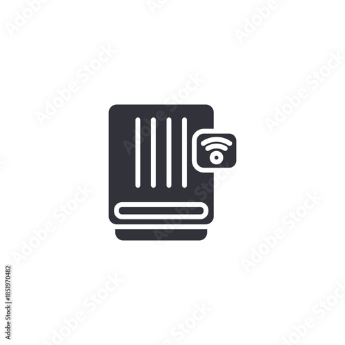 Humidifier with timer indicator icon representing scheduled operation, automatic humidity control, energy efficiency, and smart home usage.