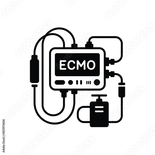 Ecmo machine illustration showing vital support systems and medical connections