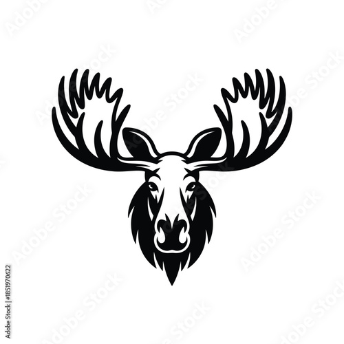 Majestic moose head illustration in a striking black and white design