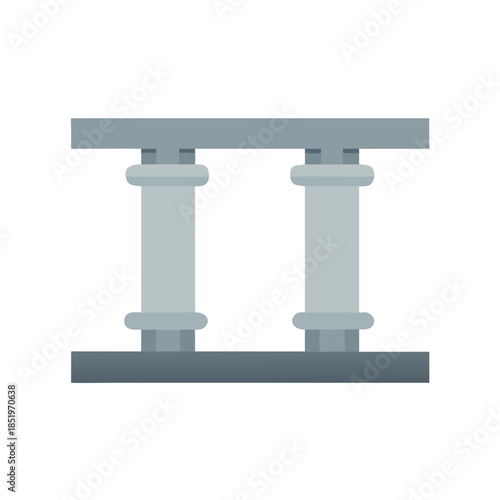 Isolated gray classical pillar structure on black background illustration