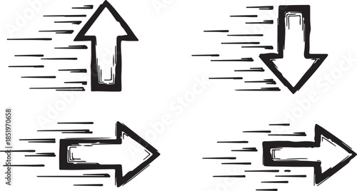 Black Arrows Pointing Up Down Left Right on White Background