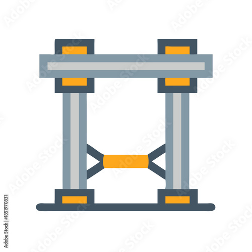Gray and gold metal structure illustration on a black background