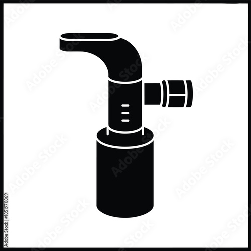 Simple black and white illustration of a lotion pump dispenser design