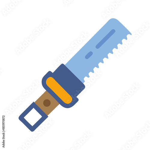 Hand saw stock image in blue and brown colors