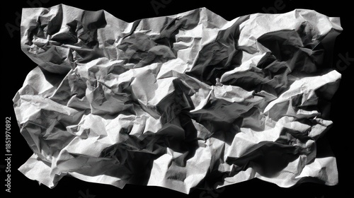 Wallpaper Mural Intensified black and white photograph depicts a heavily crumpled sheet of material against a deep void. Torontodigital.ca