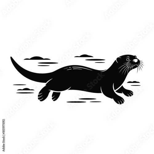A sleek otter swimming gracefully through the water with whisker detail