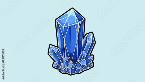 Illustration of a Cluster of Blue Crystals with Sharp Edges.