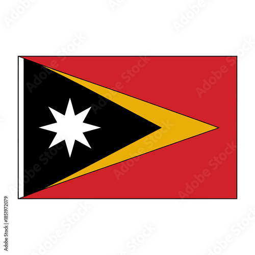 Vibrant Flag of East Timor on White Background