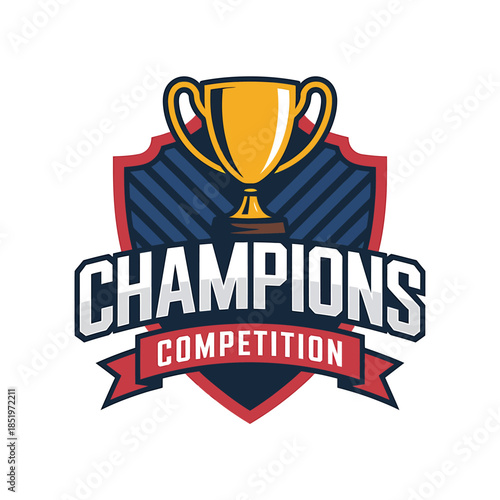 Champions Competition Trophy Shield Logo Design Template