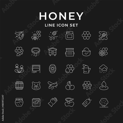 Set line icons of honey