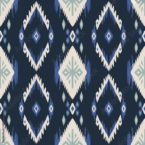 Blue and White Geometric Pattern Textile Design Fabric