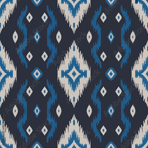 Blue and White Geometric Pattern Textile Design Fabric