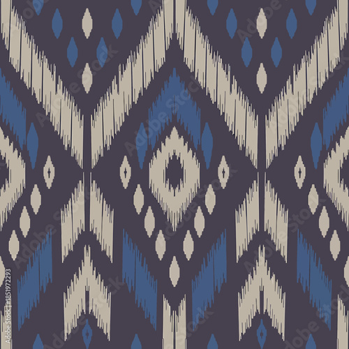 Blue and White Geometric Pattern Textile Design Fabric