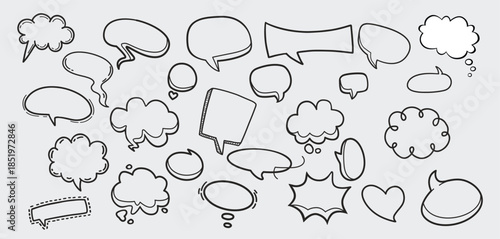 Manga expression. Emotion and motion comic hand drawn elements. Speech bubbles, stars icons for comics and media. Vector set 

