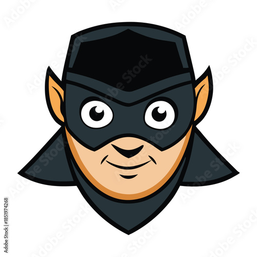 Mysterious Zorro mask with bold black curves and sharp eye openings, symbolizing secrecy, justice, and adventure, perfect for costumes, comics, or dramatic themed designs.
