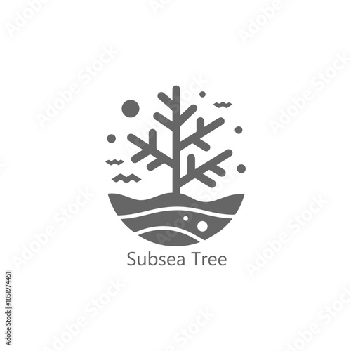 Subsea tree logo, underwater coral icon, minimalist marine emblem, ocean nature symbol, abstract aquatic plant design silhouette isolated vector

