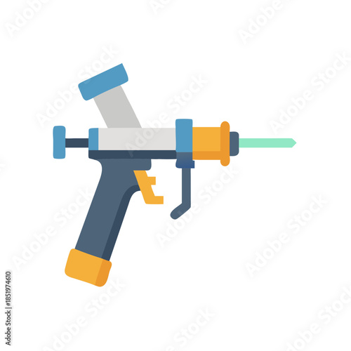 A flat design spray foam gun on black background