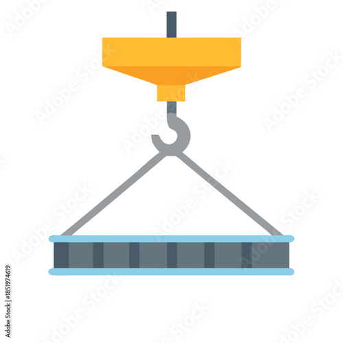 Construction Crane Lifting Load in Flat Graphic Style