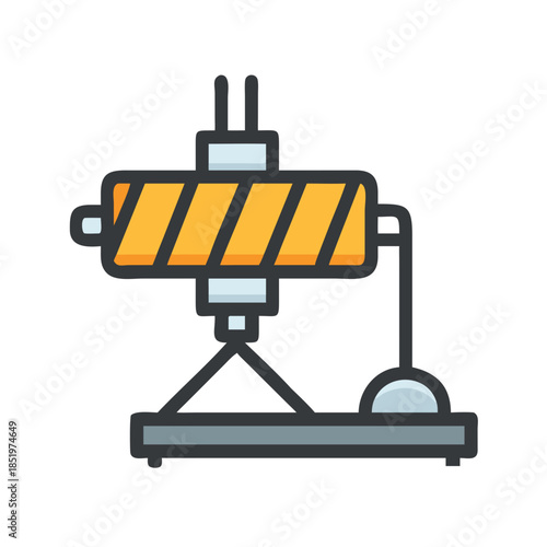 Industrial Crane with Warning Stripes Graphic Icon Illustration