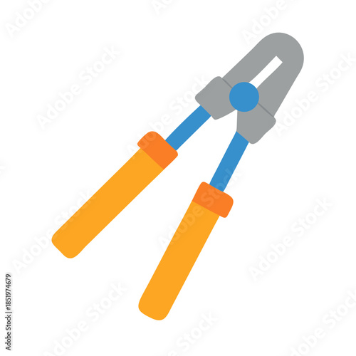 Flat vector illustration of gardening shears on black background