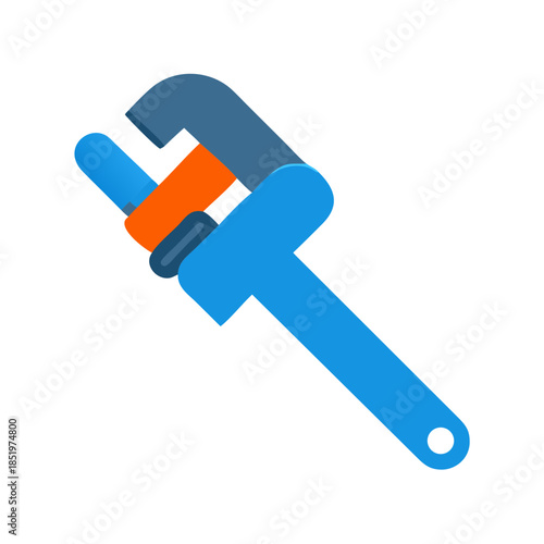 Modern flat illustration of a pipe wrench against black background