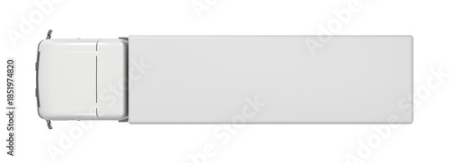 Tableau sur toile A blank white semi-trailer truck seen from directly above, ready for branding or