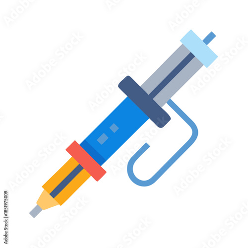 Iconic flat design soldering iron on a black backdrop
