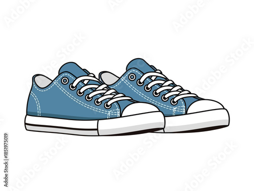 Stylish Blue Sneakers A Classic Pair for Casual Comfort and Everyday Adventures - Digital Art