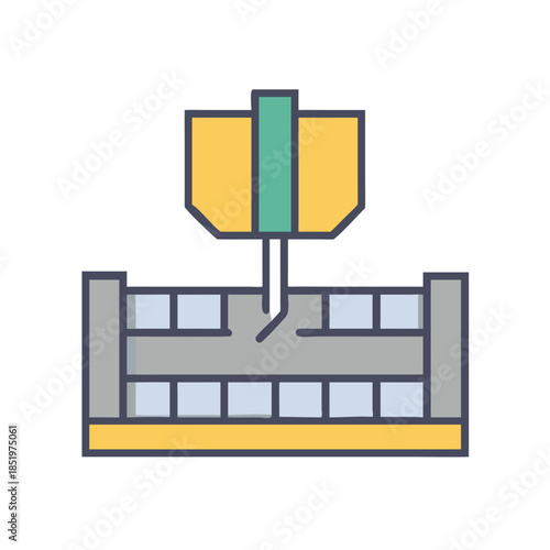 Machine Cutting Block Flat Design Icon on Black Background