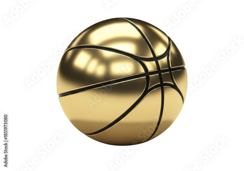 Golden basketball isolated on transparent background for sports awards and championships