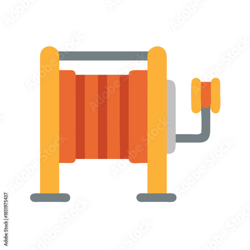 Orange hose reel on a black background illustration