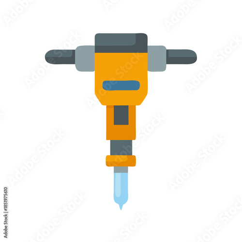 Isolated flat icon jackhammer construction tool on black background