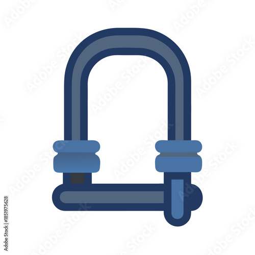 Blue shackle on black background symbol of connection
