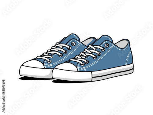 Pair of stylish blue canvas sneakers on a white background, perfect for casual wear and everyday style