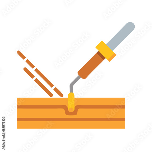 Welding process illustration in flat style on black background