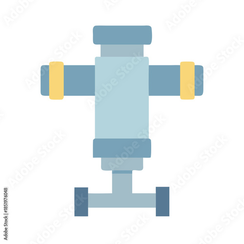 Isolated light blue pipe fitting illustration on black background