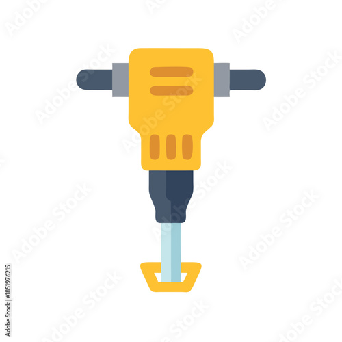 Jackhammer in flat style isolated on a black background