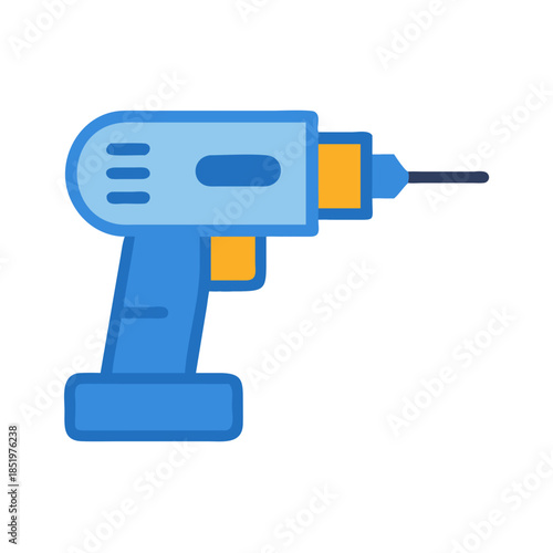 Blue electric drill icon isolated against a black backdrop