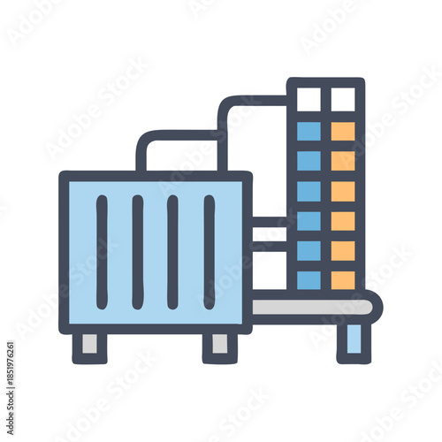 Stylized vector illustration of modern industrial building design